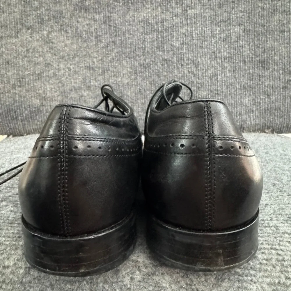 Emporio Armani Mens Black Leather Wingtip Brogue Oxford Dress Shoes Italy 41.5